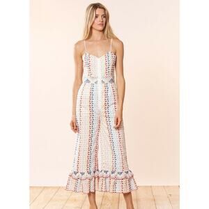 Red Carter Bailey Embroidered Eyelet Jumpsuit in White Multi size XS